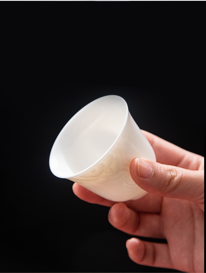 Factory direct sales of Dehua white porcelain jadeite Kung Fu tea cups, personal cups, tea tasting cups, simple household tea drinking ceramic cups pic 19
