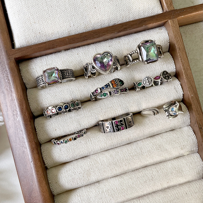 10101010ZHIYUN 不掉色轻奢高级感锆石跨境饰品夸张嘻哈开口925纯银戒指女详情17