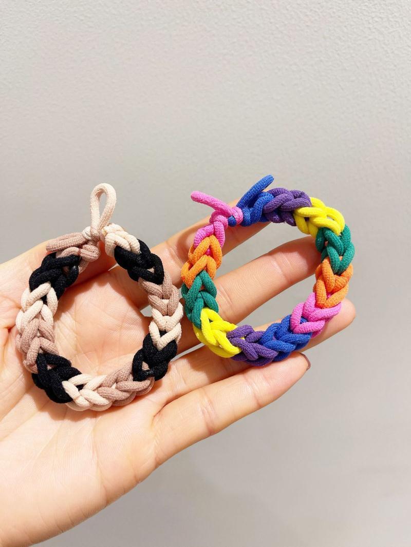 小清新手工编织彩色头绳女扎马尾皮筋高弹力发圈简约粗皮筋发圈详情13