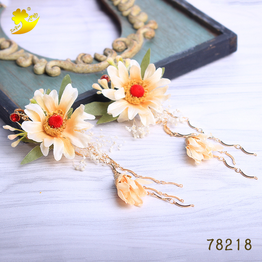 Forest-themed retro wedding accessories, earrings, vacation photography styling design, makeup simulation chrysanthemum and starry sky ear clips pic 14