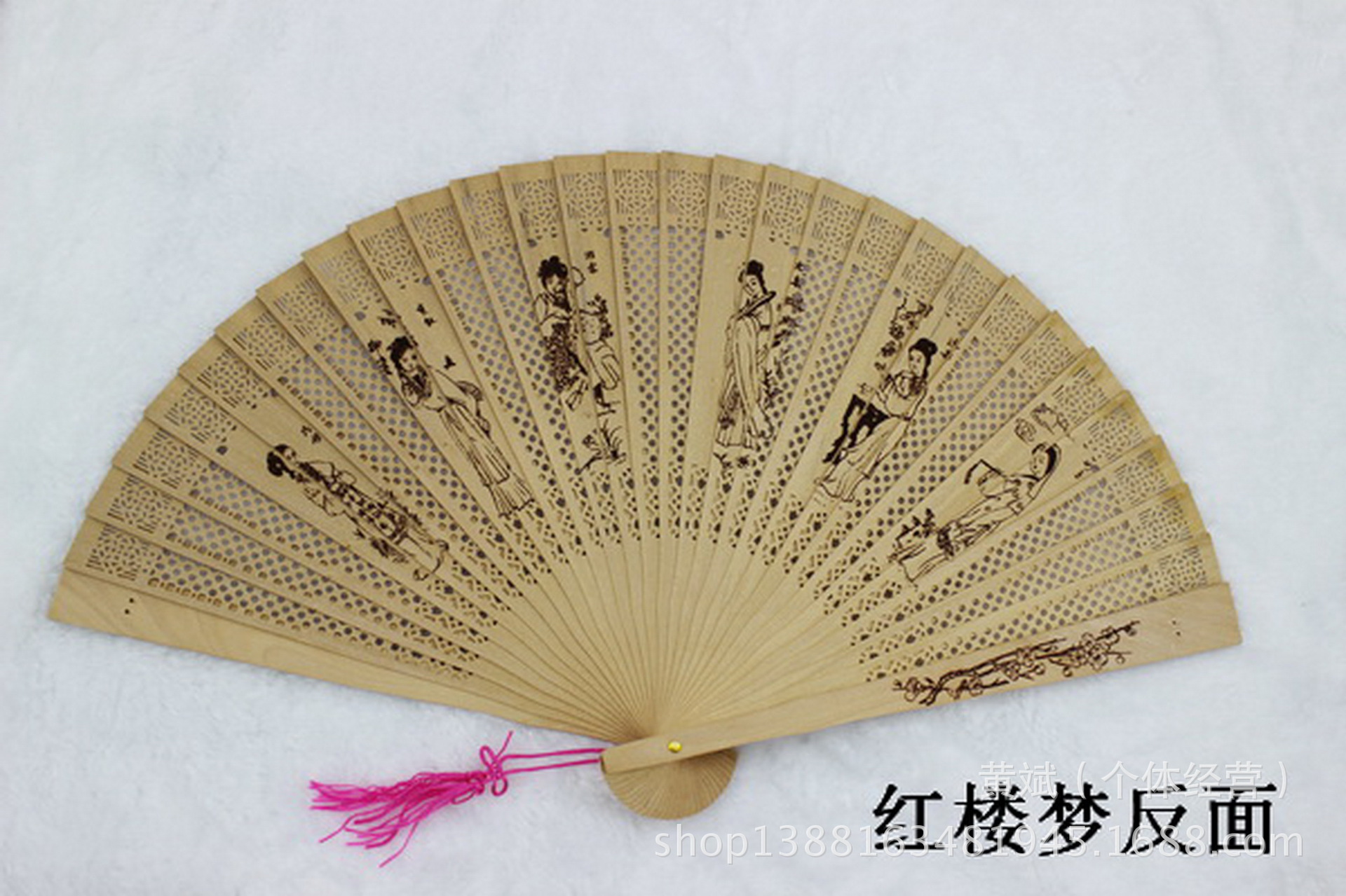 11只彩鹤扇子批发礼品扇禾木扇仿檀香扇带香镂空印花带扇盒详情35