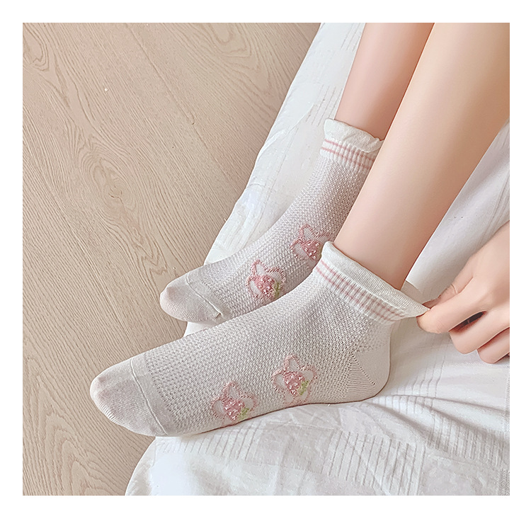 袜子地摊一件代发短袜夏季女薄款棉船袜 春夏女士百搭网眼浅口袜子 诸暨女袜一件代发详情7