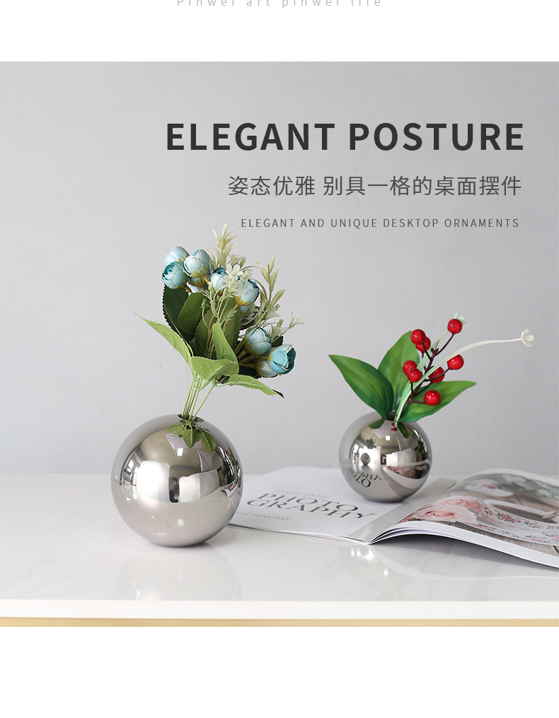 Modern and simple crystal vases, dry flower arrangements for the living room, Nordic light luxury flower vases, soft furnishings for the dining table, creative decorative items pic 29