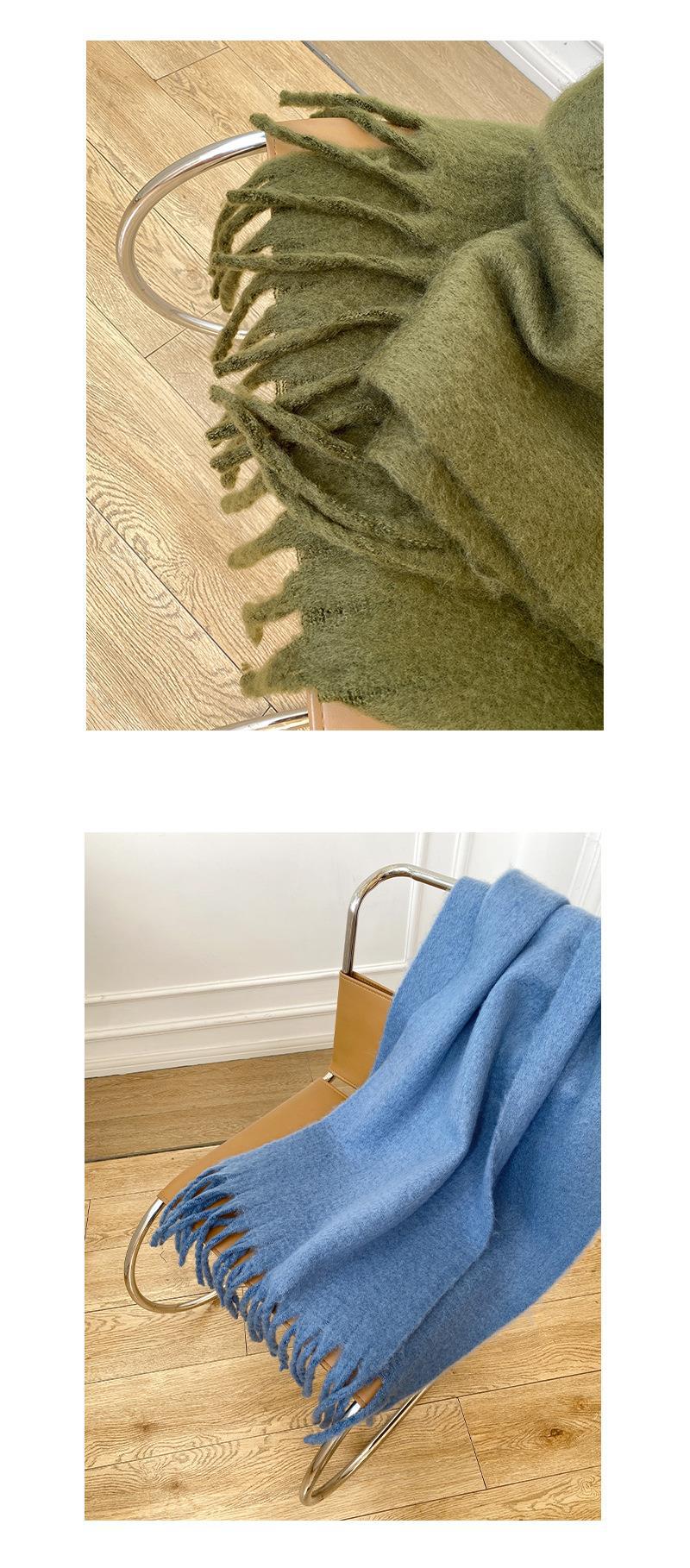 限时抢购价！马海毛绒围巾女14款经典色秋冬保暖柔软加厚围脖纯色详情20