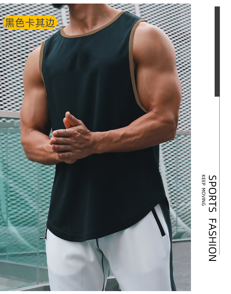 Summer marathon quick-drying sports vest for men, sleeveless shoulder, running training, basketball, loose fitness vest pic 30