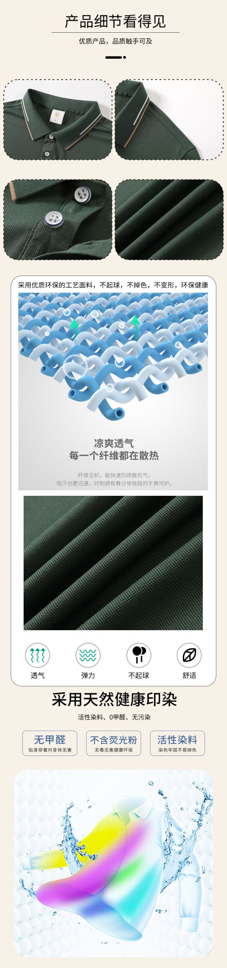 Summer short-sleeved polo shirts, work clothes, sportswear wholesale T-shirts, advertising shirts, cultural shirts, printed words, embroidered logos pic 2