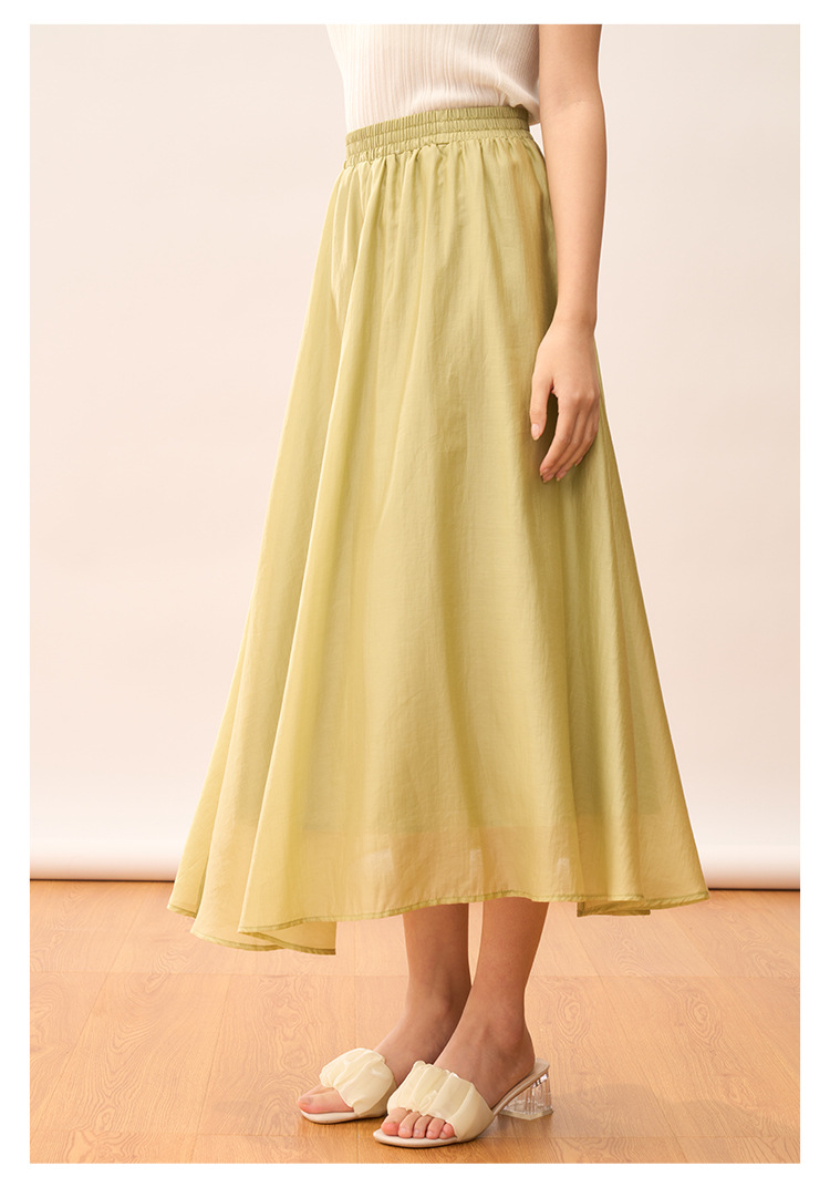 【盛都】清仓特价款轻盈气质天丝飘逸高腰设计感A字半身裙中长详情21