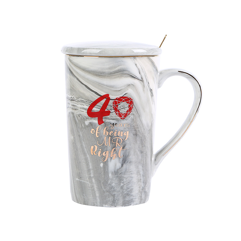 新款大理石情侣杯高杯陶瓷杯ceramic mug 高档礼盒杯子详情7
