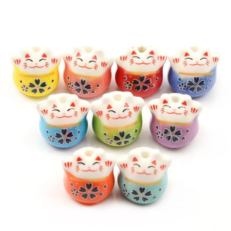 Simple and colorful ceramic pearlescent surface fish five-petal flower beads scattered beads diy handcrafted beaded bracelet decoration accessories pic 20