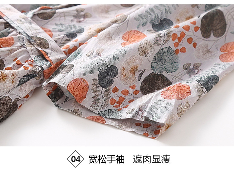 复古森系棉麻小碎花连衣裙女夏季宽松大码显瘦V领高腰大摆长裙子详情15