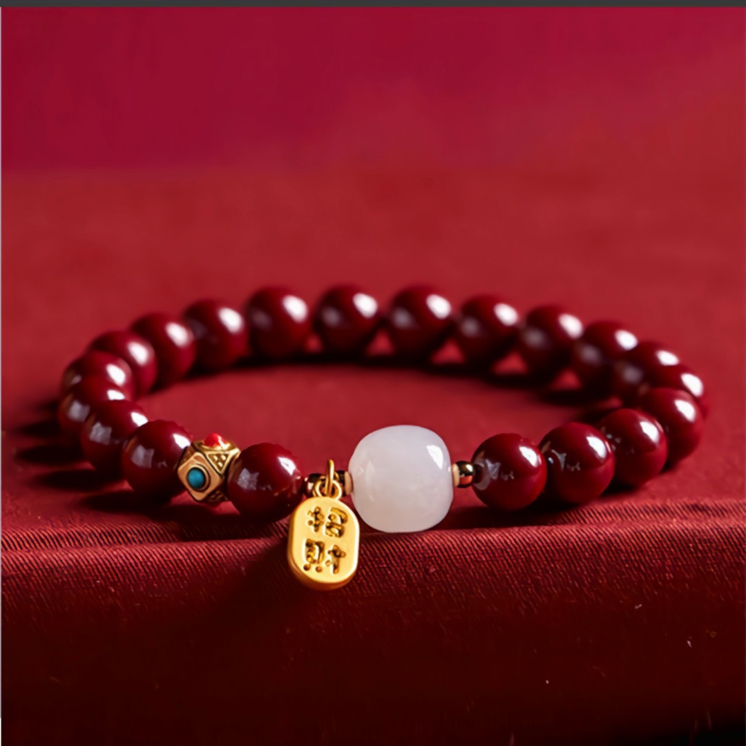 仿朱砂紫金砂手串DIY搭配和田玉佛珠饰品简约小清新详情5