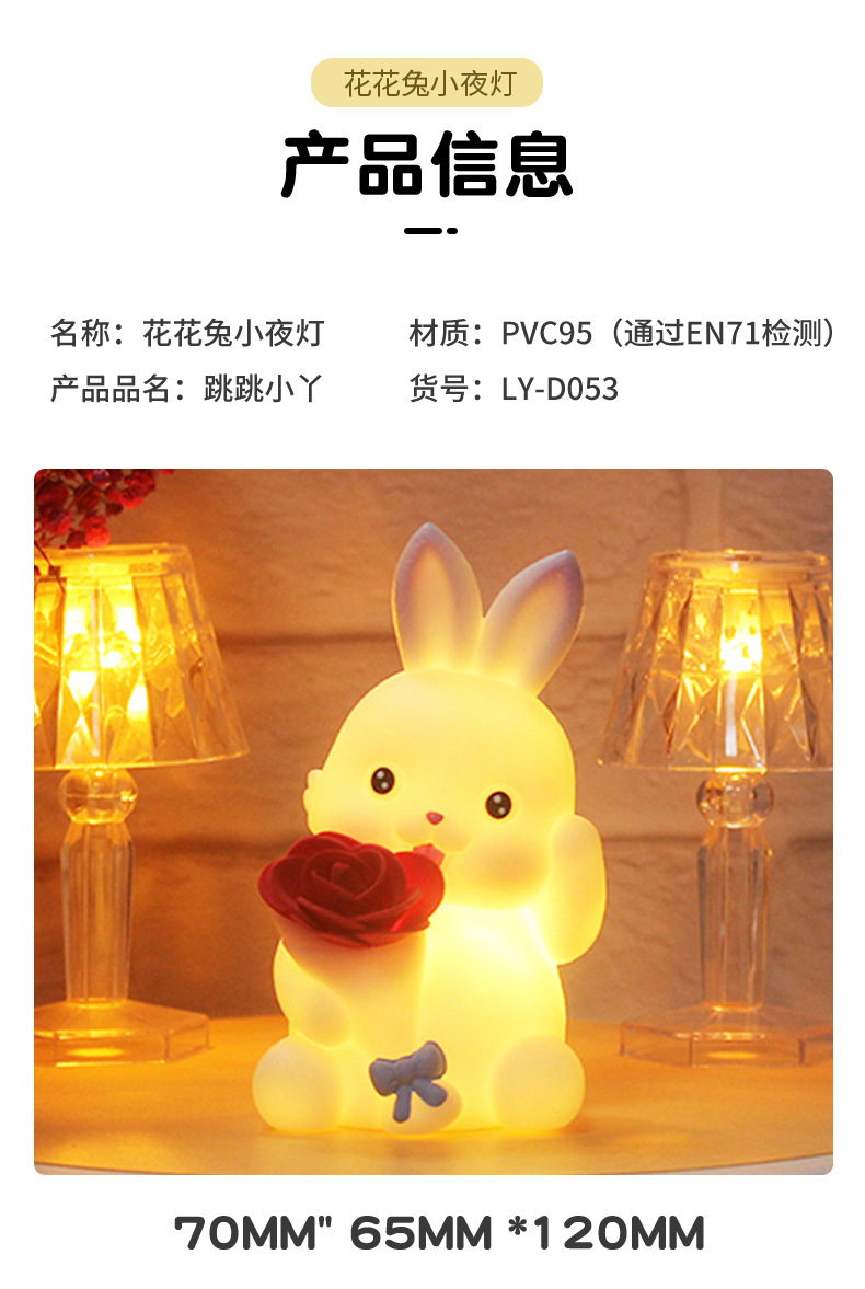 创意卡通可爱兔子小夜灯儿童卧室床头夜用台灯夜市地摊灯饰批发详情9