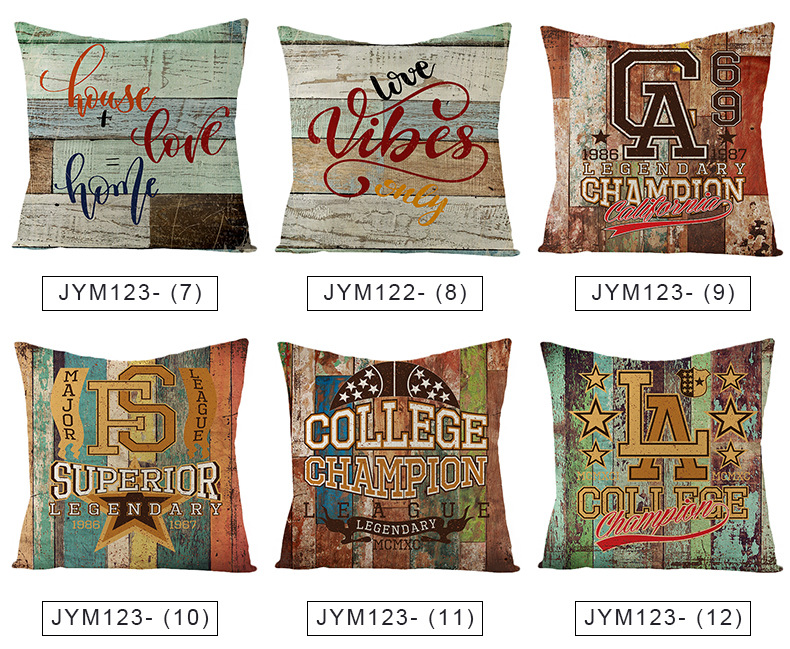 Custom-made linen pillowcases, retro-style letter-printed cushion covers, sofa pillows and home products pic 2