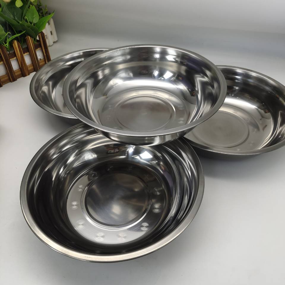 High-quality stainless steel basins, round soup basins, stainless steel tableware, vegetable basins, household stainless steel kitchenware, 2-yuan supply in Yiwu pic 3