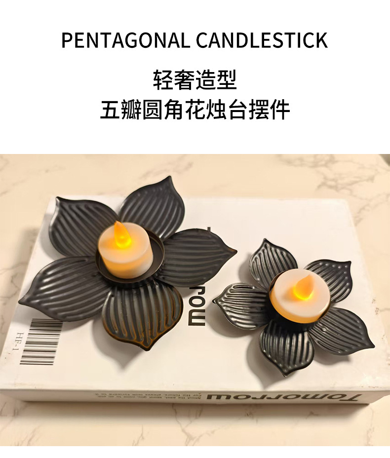 Modern and simple floral ironwork, golden candlestick ornaments, metal handicrafts, home decorations, wedding dining table atmosphere pic 5