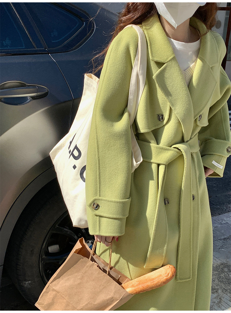 Q469 Dongdaemun Double-sided Cashmere Coat Korean version Autumn and Winter New Style Wool Tie suit collar woolen coat for women pic 22