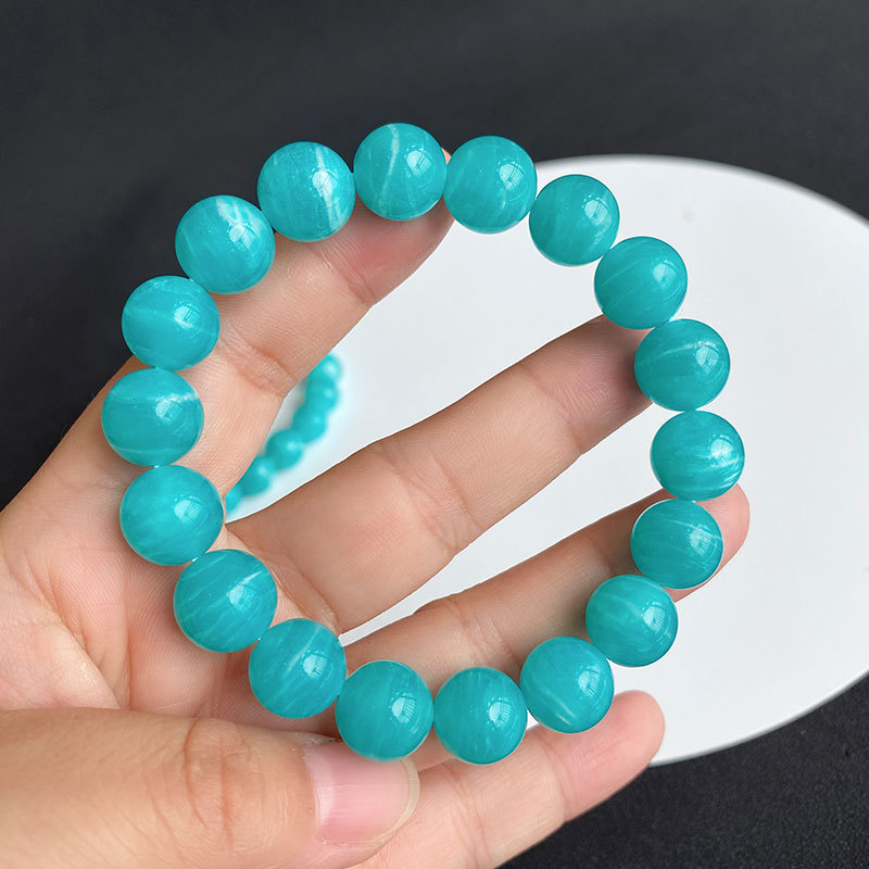 Jingyao Natural Old pit material blue-green Tianhe stone bracelet, Mozambique Amazon stone bracelet Crystal jewelry pic 8