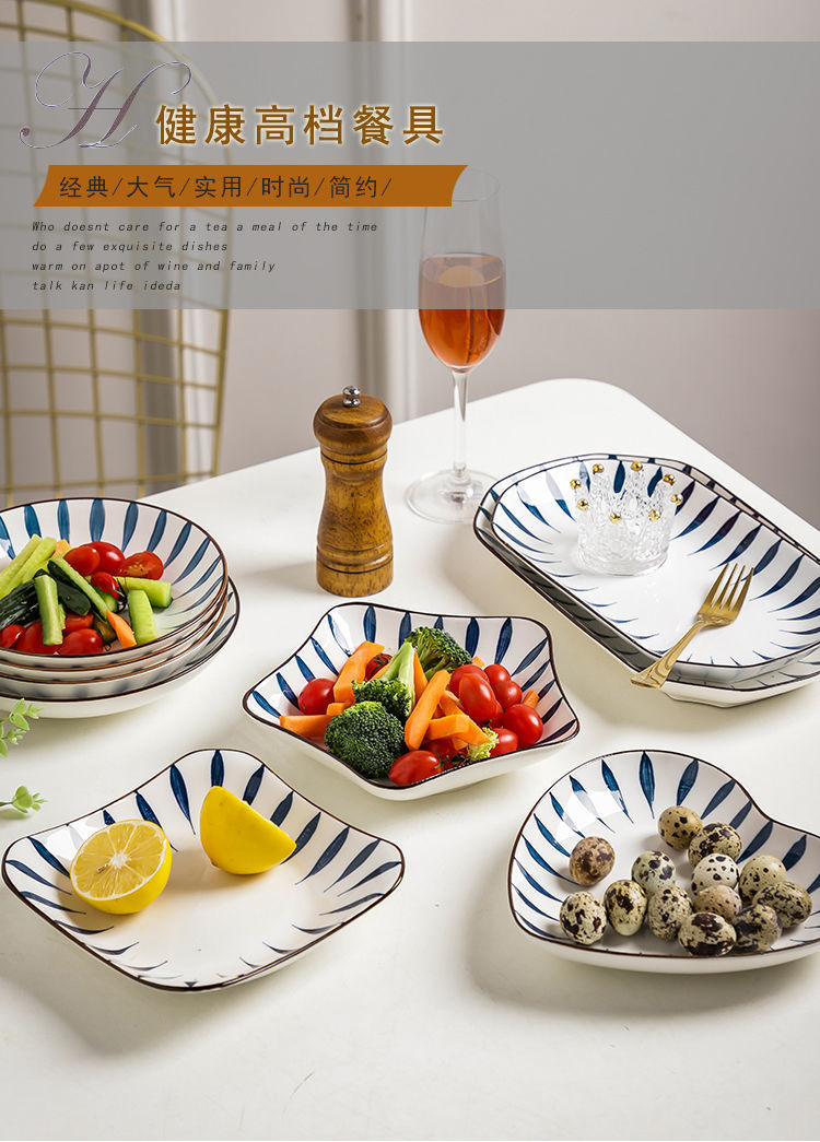 家用菜盘2-6个盘子陶瓷餐具 创意日式瓷盘方盘异形盘简约圆盘菜碟详情5
