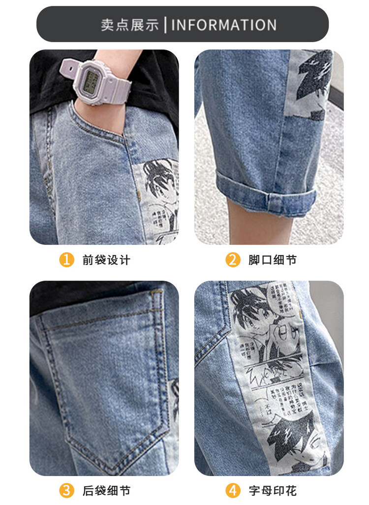 The 2022 new summer loose and stylish cotton capri shorts for boys are a trend of casual summer pants for middle-aged children pic 128