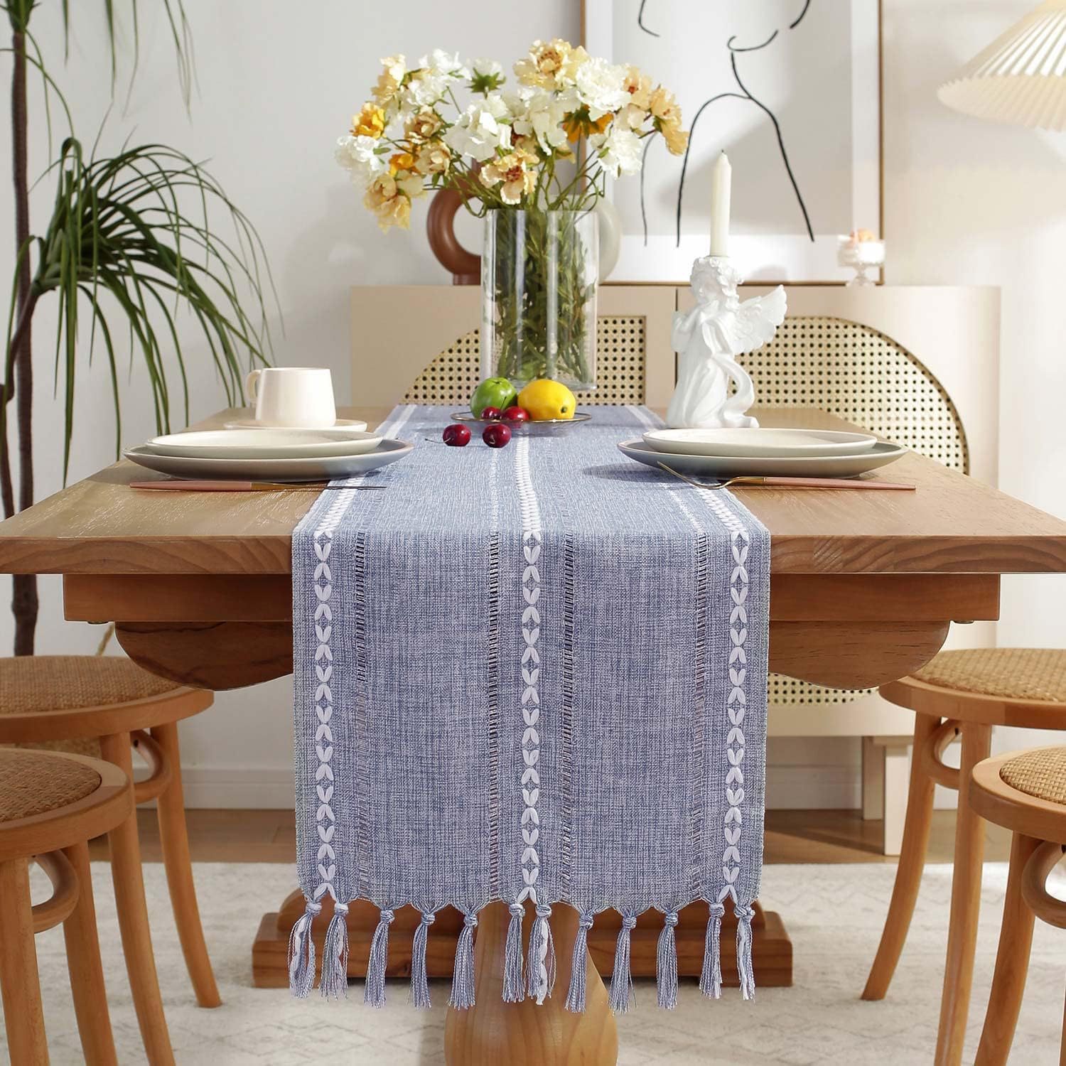 New cross-border Amazon handcrafted table flag, hollowed-out American country white tablecloth, dressing table scarf factory wholesale pic 11