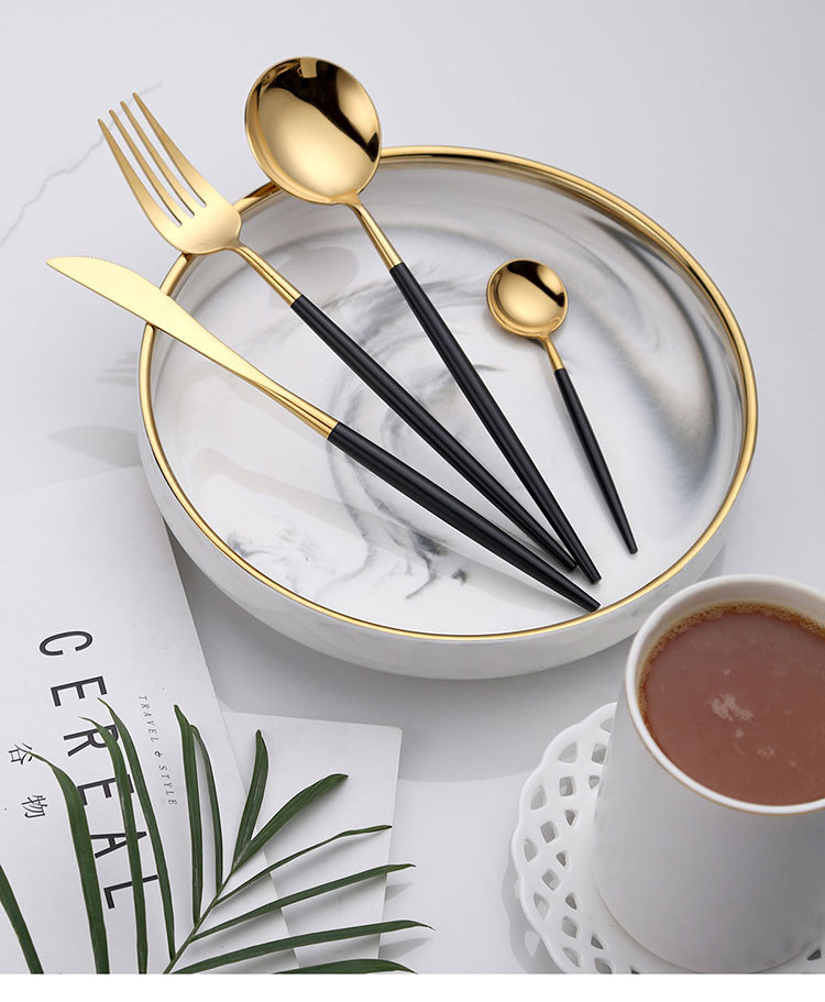 Bright 304 stainless steel Western tableware, Portuguese steak knife, fork and spoon set, mirror-polished, Nordic ins style pic 8