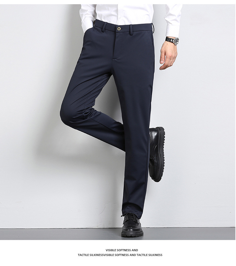 High-end business casual pants for men 2022 autumn and winter, thickened long pants, youth straight, elastic, wrinkle-free and drape dress pants pic 50
