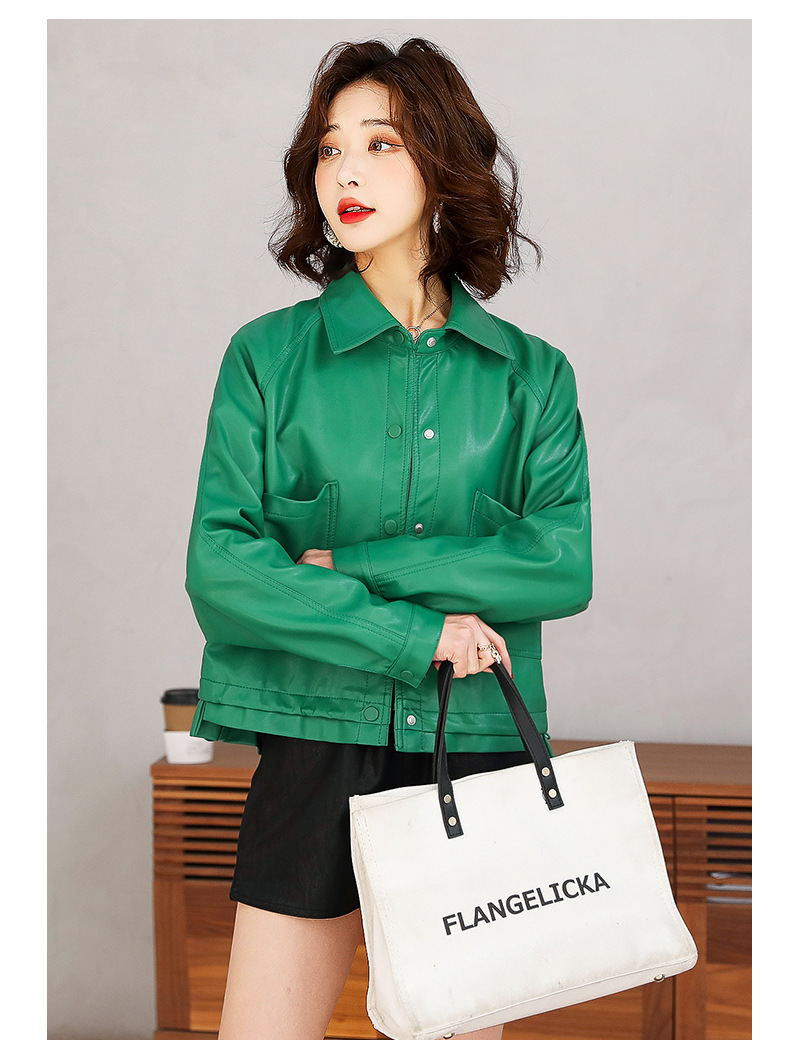 2022年新款春秋小皮衣女外套短款机车服韩版修身长袖pu皮夹克详情27