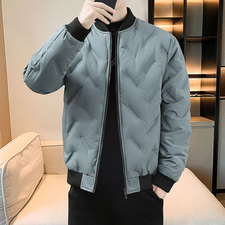 棉衣男冬季新款轻薄棒球领休闲修身羽绒棉服男士冬装外套潮黑色详情13