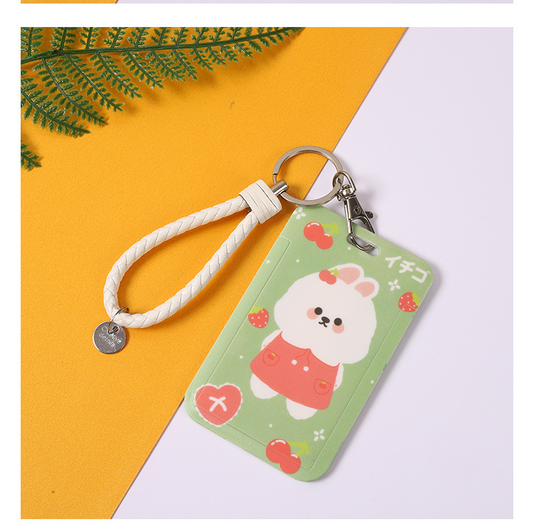 Cartoon rabbit student card holder, cute bear lanyard, sliding cover, bus card, keychain, ID card, wholesale work name tag pic 13