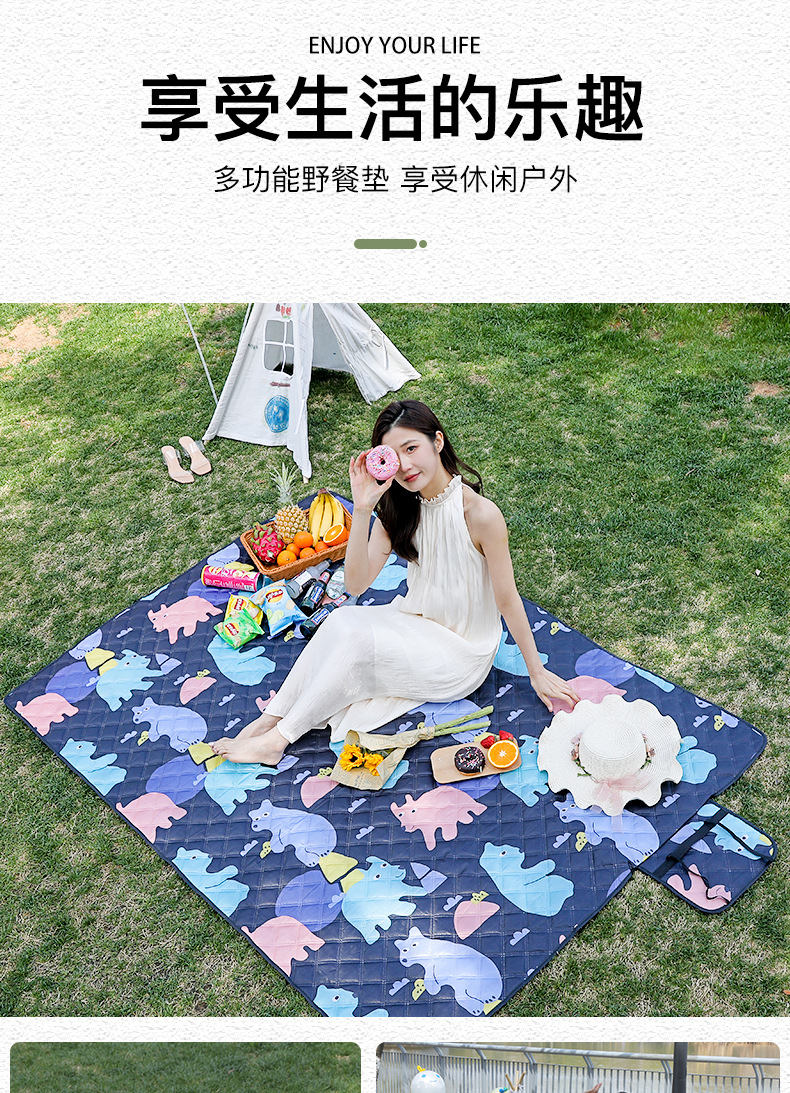 满印花野餐垫加厚防水防潮垫春游野餐布沙滩垫户外帐篷野营地垫子详情3