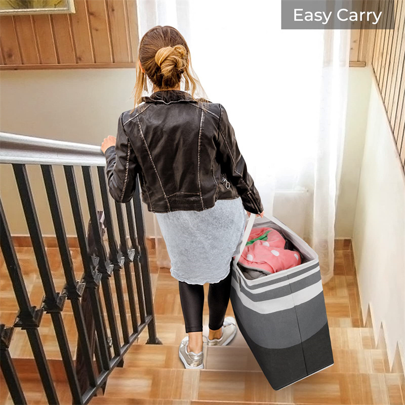 Foldable fabric laundry basket, dust-proof standing laundry basket, large PE coated waterproof storage bucket, laundry basket wholesale pic 6