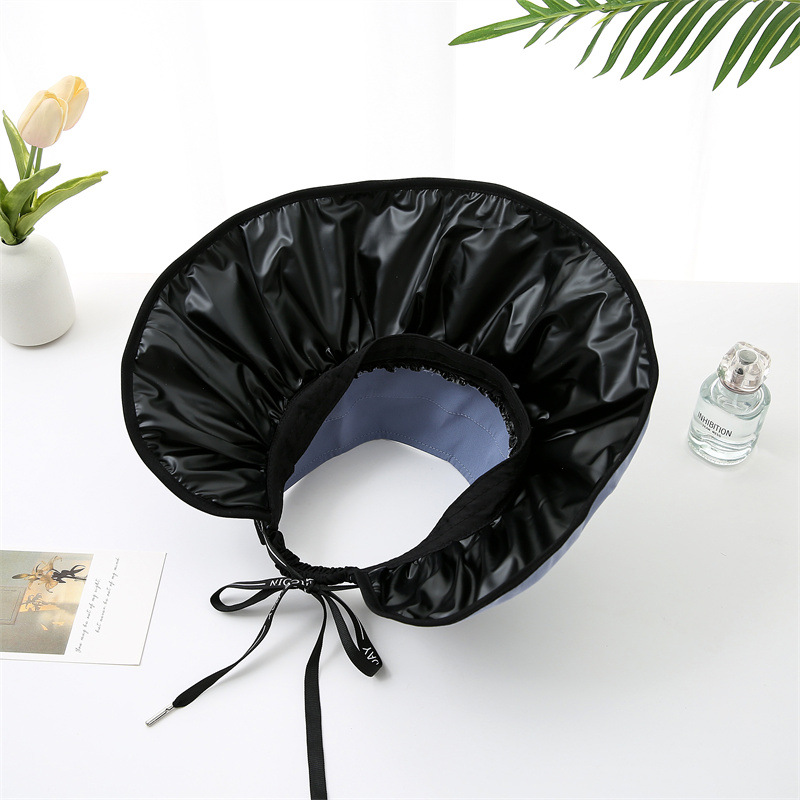 夏季帽子黑胶大沿空顶遮阳帽带壳调节防紫外线可折叠户外沙滩防晒详情9