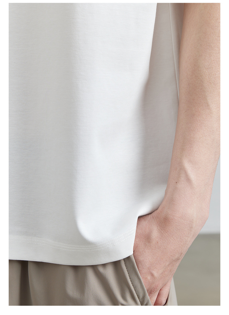 速干冰丝棉 圆领丝光刺绣凉感短袖t恤男2024夏季新款潮半袖体恤衫详情27