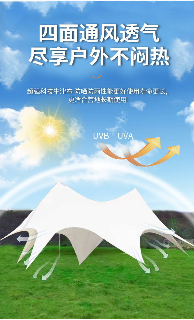 Outdoor Yunding Wanchongshan super-large three-peak tent camping, single-peak canopy, octopus, double-peak lotus canopy pic 8