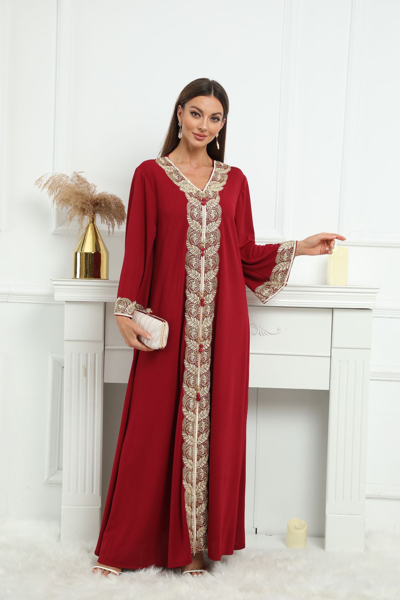 ZD001 abaya外贸电商中东跨境穆斯林女装长袍连衣裙详情2