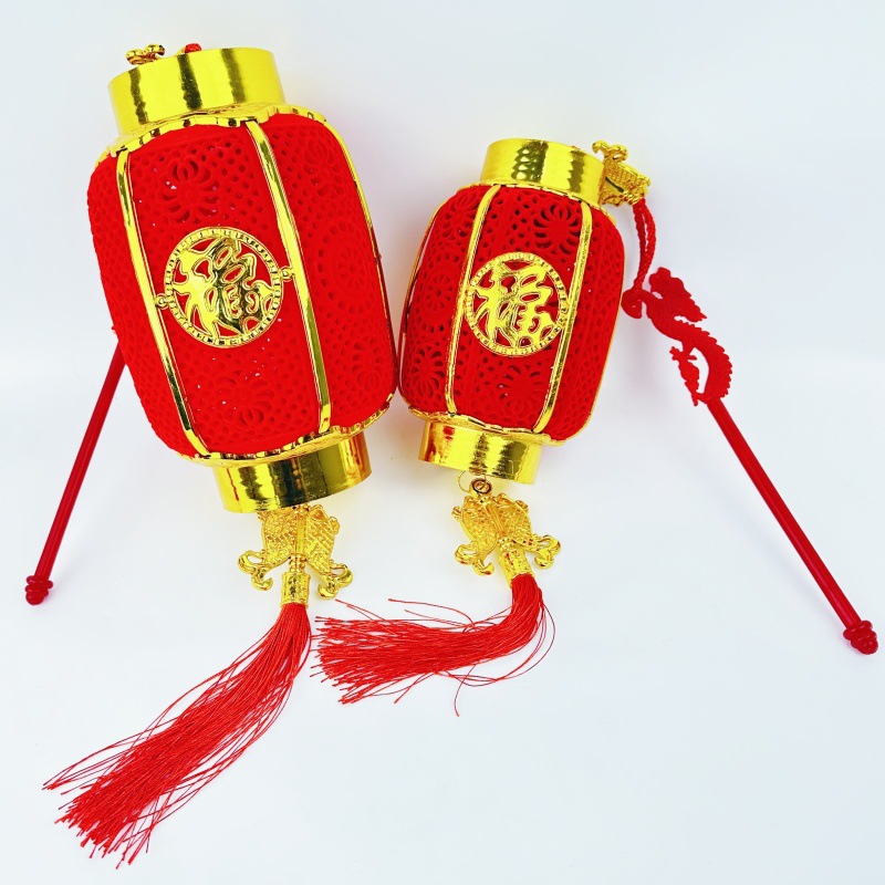 龙年植绒手提发光投影灯笼新年入门户装饰布置红灯笼元宵福字灯笼详情19