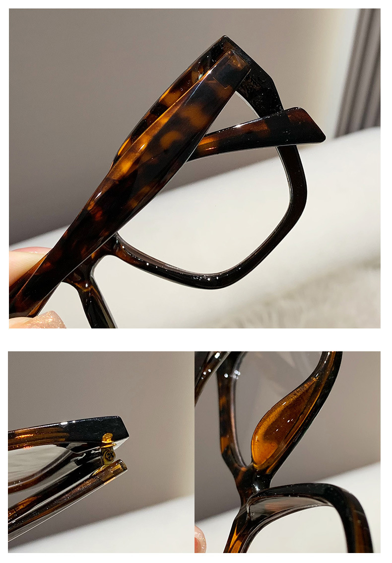 2023新款猫眼眼镜框女时尚欧美撞色PC眼镜架平光镜跨境防蓝光眼镜详情6