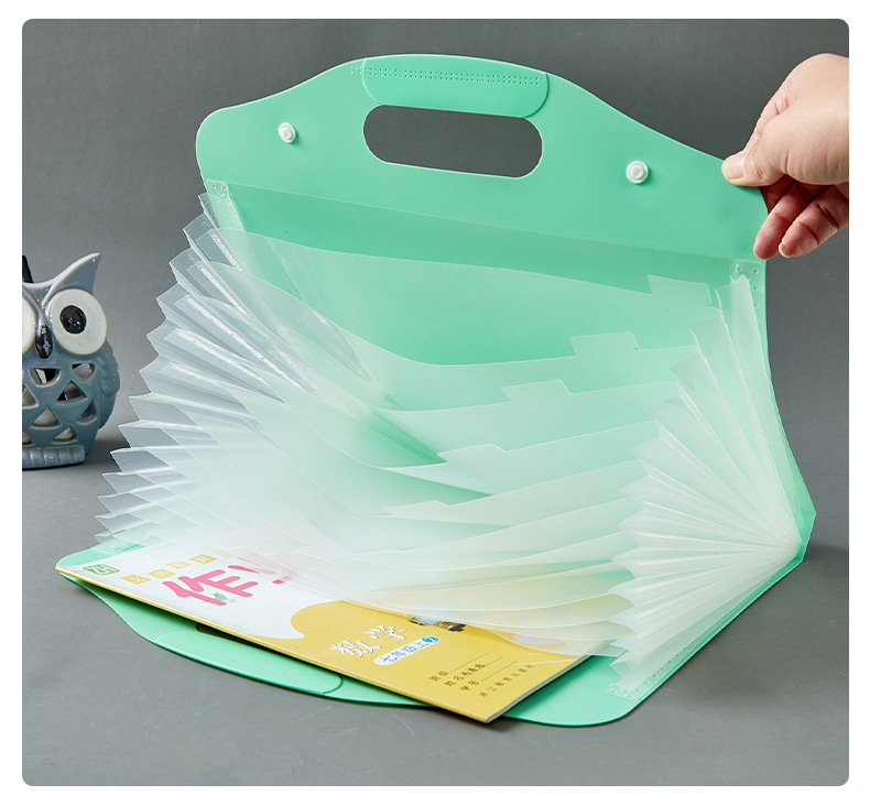 pp手提按扣风琴包圆13格入风琴夹纯色多层插页a4活页资料册定制详情23