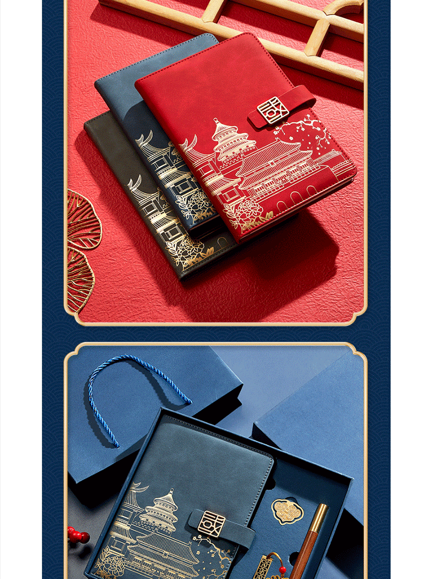 Wenzhou Notebook gift box Set Customization a5 notebook with high appearance level and thickened national trend office, meeting and business notebook pic 28