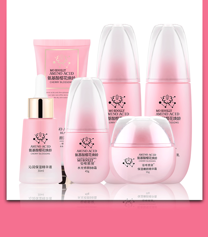 Wholesale autumn and winter amino acid cherry blossom skincare set, hydrating, moisturizing, refreshing and oil-control cosmetics full set of genuine products pic 13
