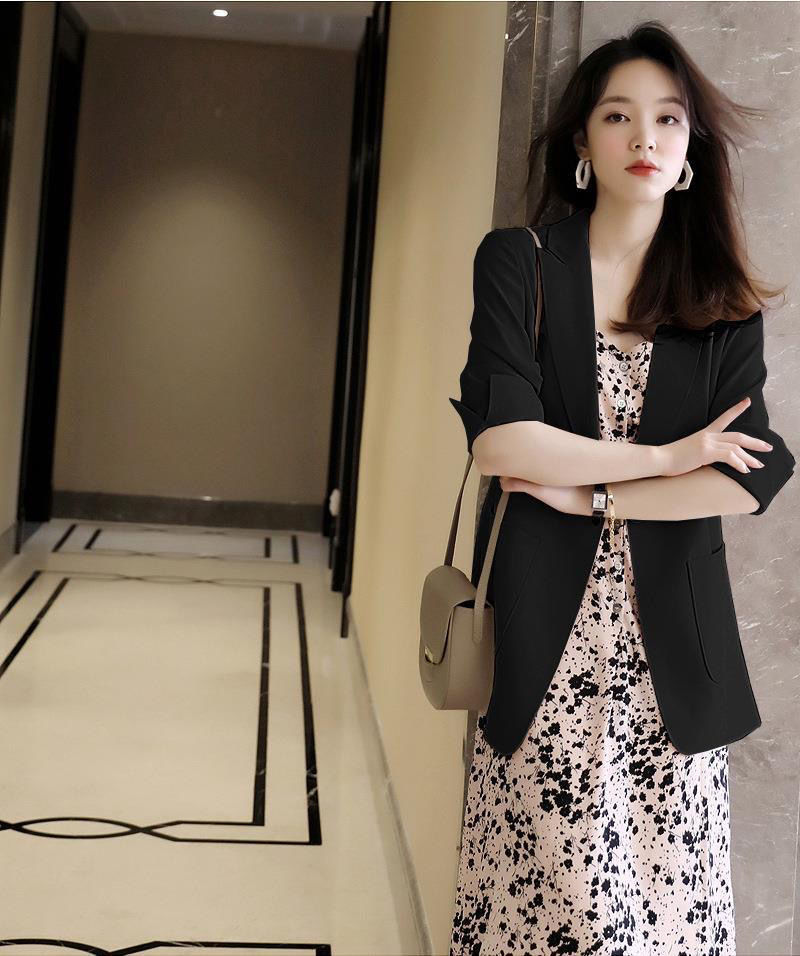 2022春夏季洋气显瘦七分袖西装裙子两件套大码女装胖妹妹遮肉套装详情18