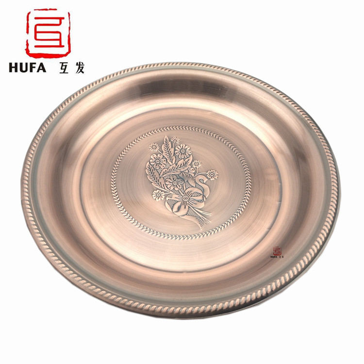 Stainless steel Thai flower plate, exquisite embossed round cherry blossom plate, fruit plate, pattern plate pic 5