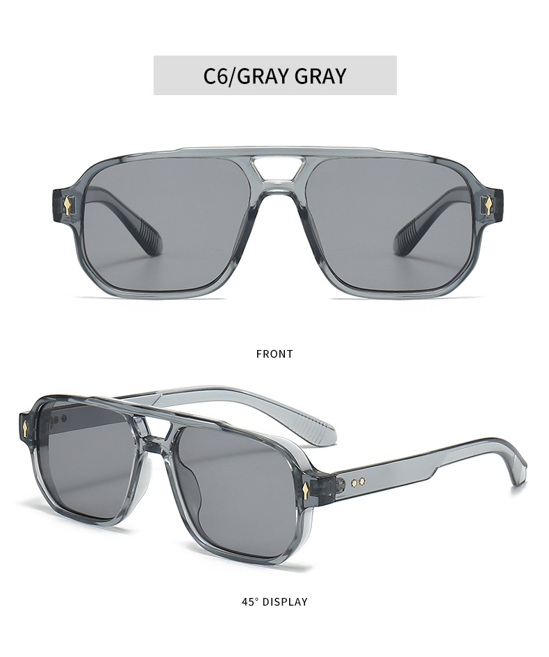 欧美新款方形时尚双梁墨镜太阳镜男跨境复古休闲驾驶商务潮流墨镜详情13