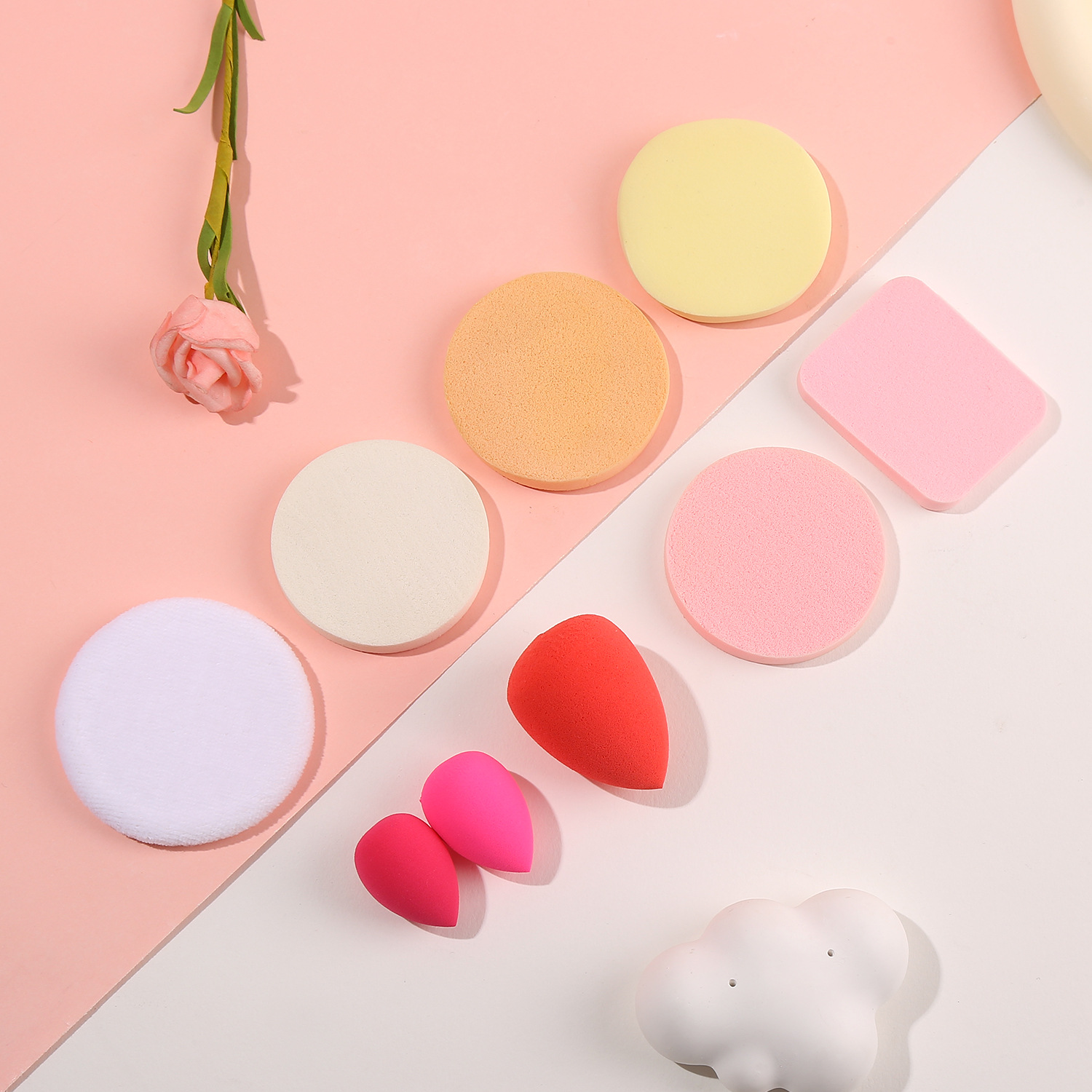 外贸美妆蛋袋装 磨边葫芦粉扑气垫 散粉扑蘑菇头心形水滴多款混装详情2