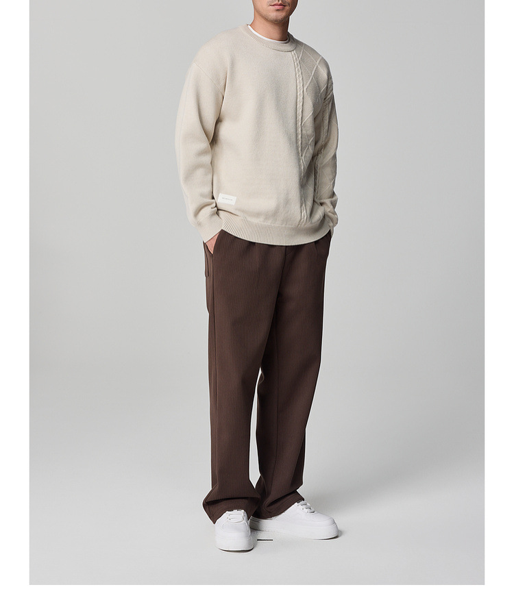 墨麦客男装肌理拼接男士毛衣2024冬季新款圆领套头针织衫男21957 pic 21