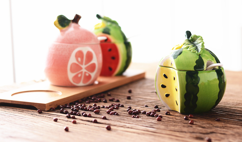 Creative Japanese kitchenware, orange ceramic seasoning bottles and jars, seasoning jars, seasoning boxes, spice jars, salt jars pic 45