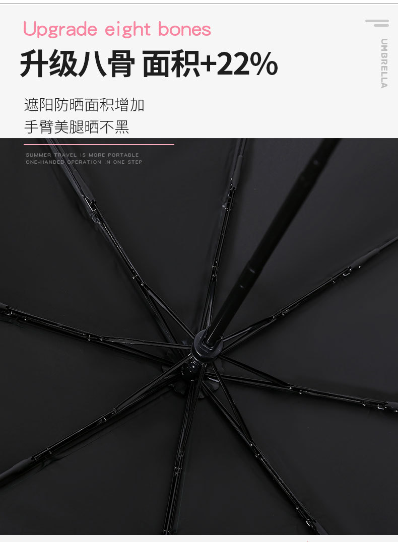 自动雨伞女夏晴雨两用伞太阳伞防晒防紫外线折叠遮阳伞定制LOGO伞详情6
