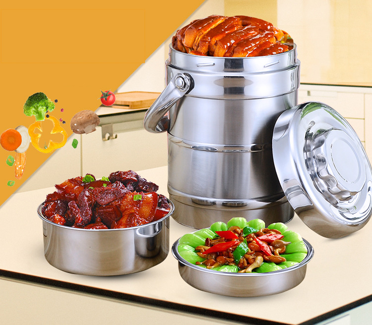 Factory direct sales of stainless steel vacuum pot double-layer insulated lunch box, straight Chinese-style insulated food compartment bucket pic 8