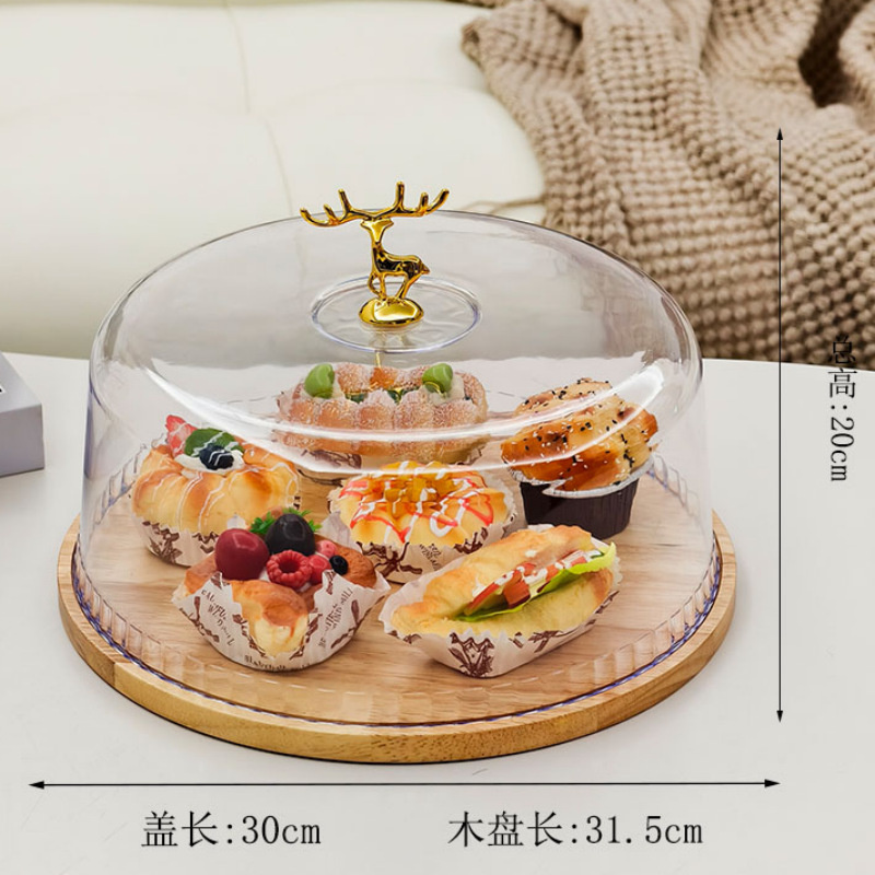 Cake plate with cover, pastry restaurant bread, dessert, fruit tasting, pastry plate, transparent covered bamboo display tray, cake plate with cover, pastry restaurant bread pic 10