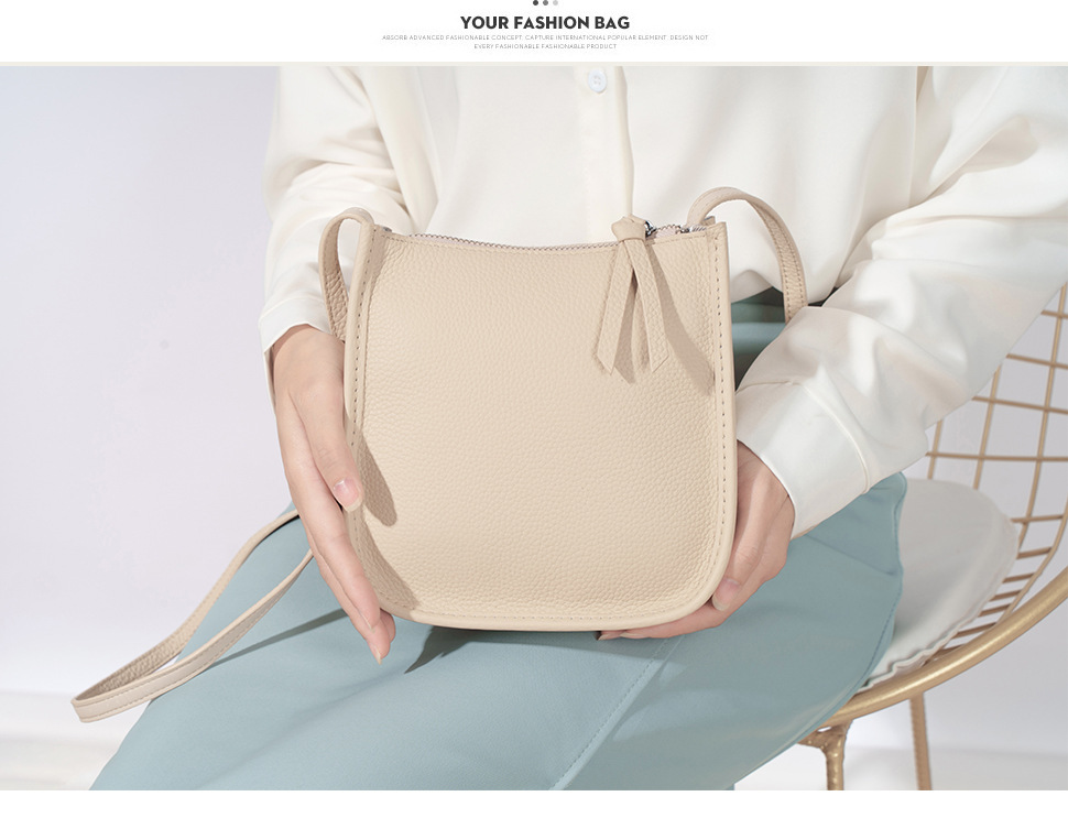 Leather single-shoulder bag for women, versatile and fashionable 2023 Korean small square bag, top layer cowhide ins Korean version crossbody bag, small bag pic 31